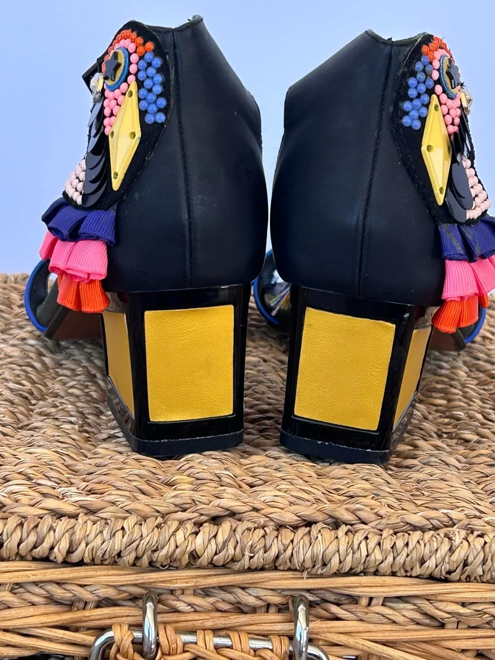 Exe Women’s Luisa 310 Low Heel Sandals Parrot Detail Sequins &‎ Beads Size 36